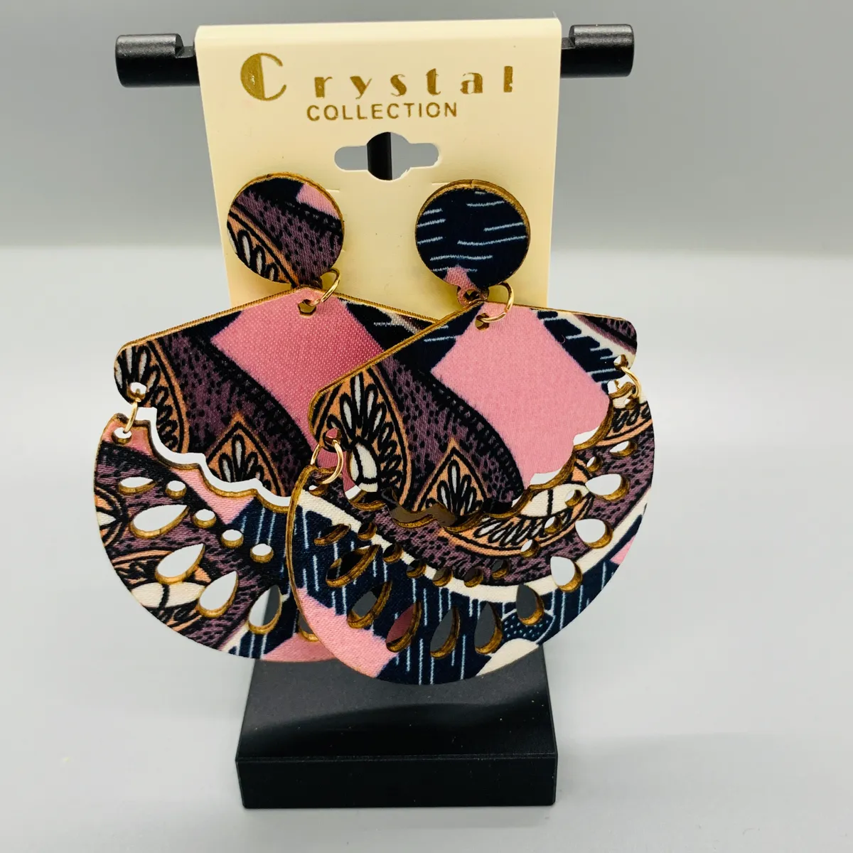 Wooden Tribal Round Earrings