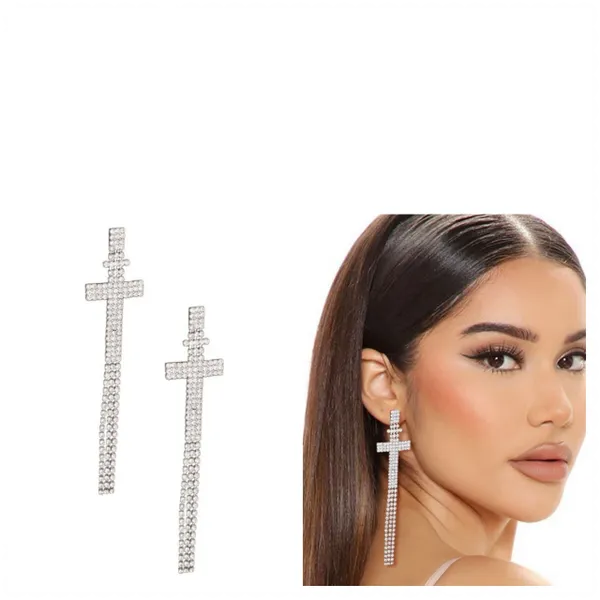 Rhinestone Fringe Earrings
