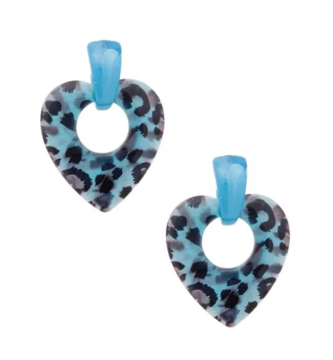Leopard Print Heart Earrings
