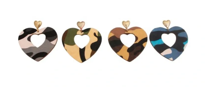 Wooden Camouflage Earrings