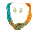 Orange & Turquoise Bead Knotted Necklace