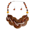 Leopard Brown Beaded Disc Necklace