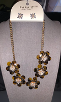 Leopard & Gold Flowers Necklace