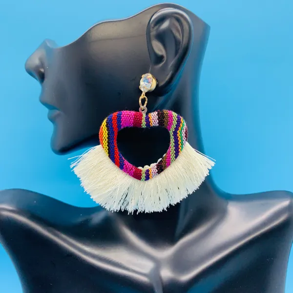 Heart Fabric Tassel Earrings
