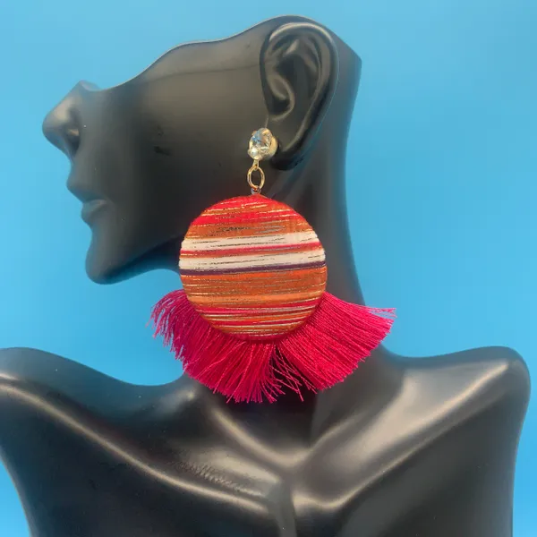 Button Fringe Earrings
