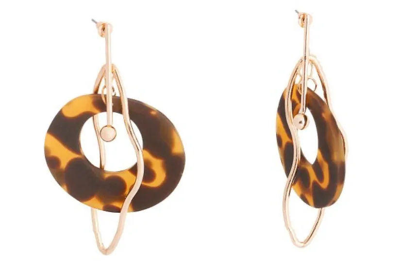 Gold Bar Tortoiseshell Earrings