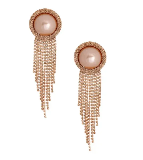 Brown Pearl Fringe Clip Ons