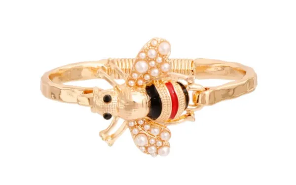 Rhinestone Bee with Pearl Bracelet