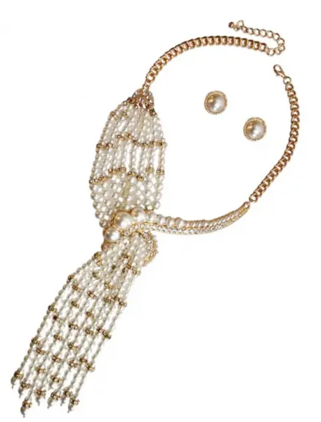 Asymmetric Pearl & Rhinestone Knot Necklace