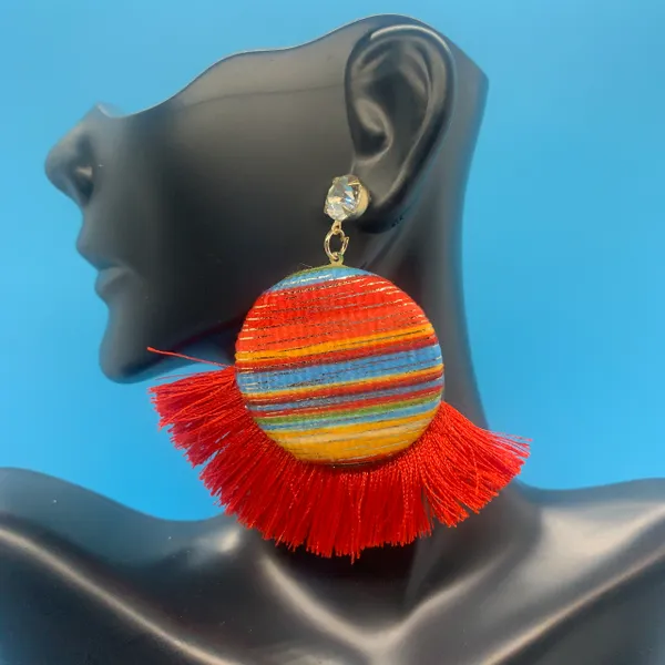 Button Fringe Earrings