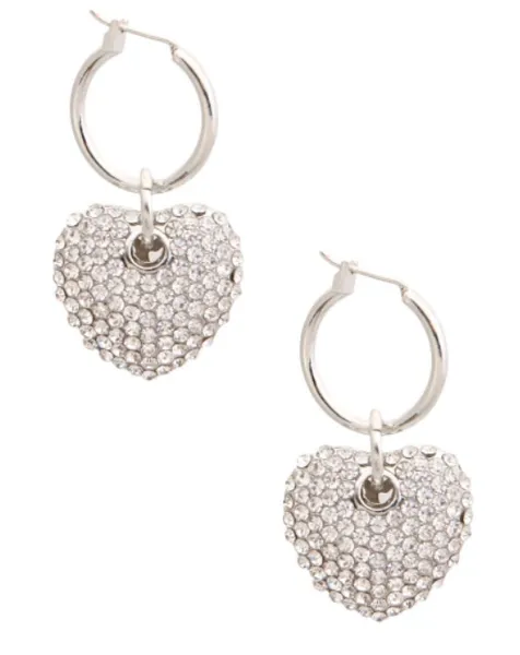 Silver Heart Hoop Earrings