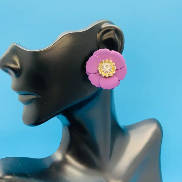 Flower and Diamond Earrings