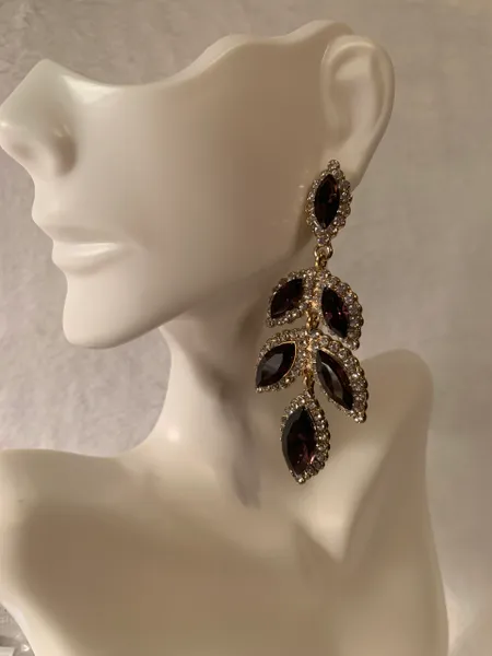 Grape Stoned Drops Earrings