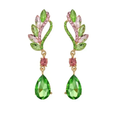 Pink & Green Crystal Drop Earrings