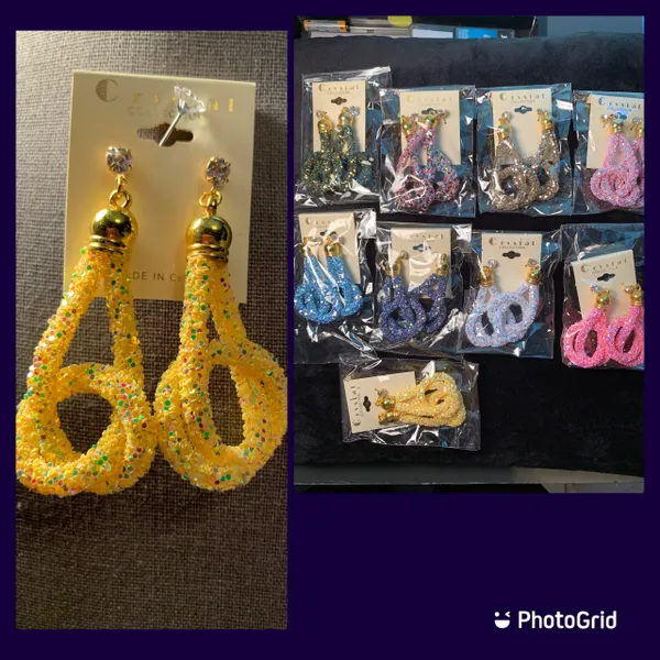 Glitter Tube Drop Earrings