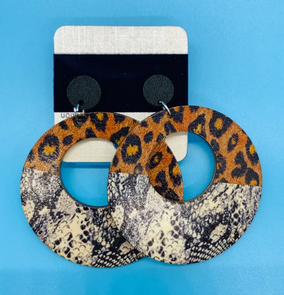 Cheetah Round Earrings