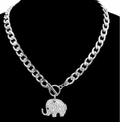 Rhinestone Elephant Toggle Necklace