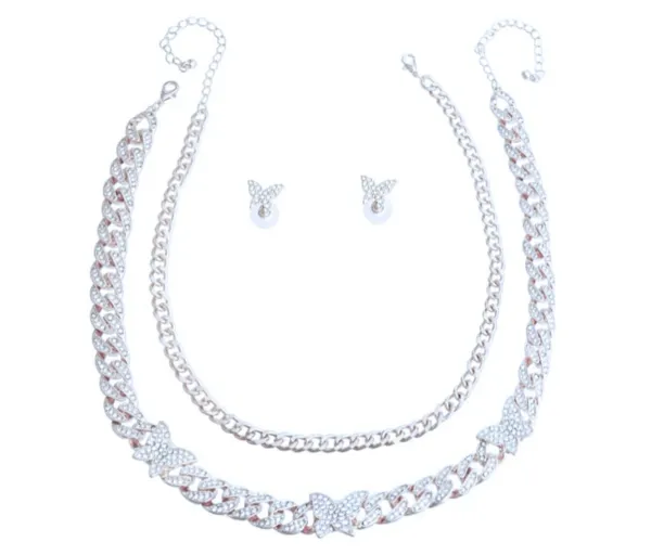 Layered Butterfly Cuban Chain Set