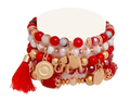Red 5 Piece Glass Elephant Bracelet