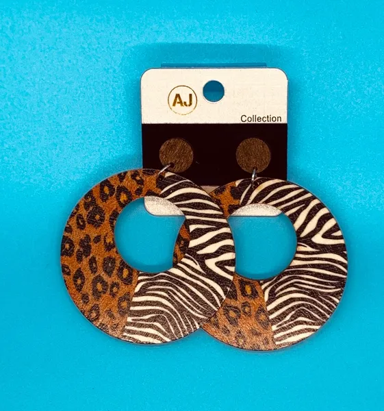 Cheetah Round Earrings
