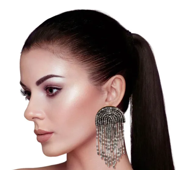 Beaded Arc Earrings