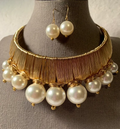 Wire Pearl Collar Choker Necklace