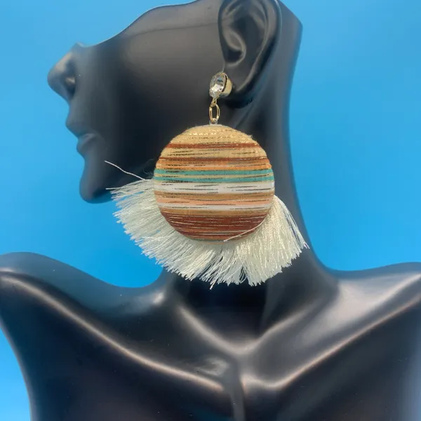 Button Fringe Earrings