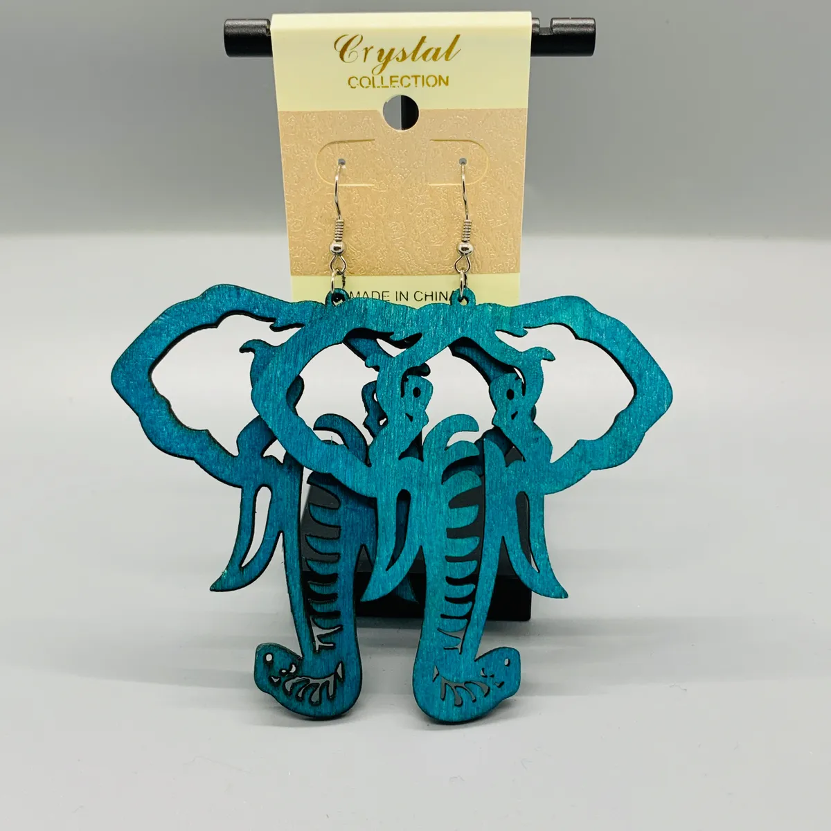 Elephant Wooden Drop Earrings
