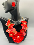 Red Garden Metal Necklace Set