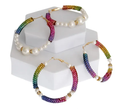 Rainbow Pearl Hoops