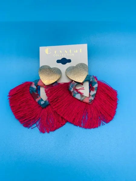 Heart Fringe Earrings