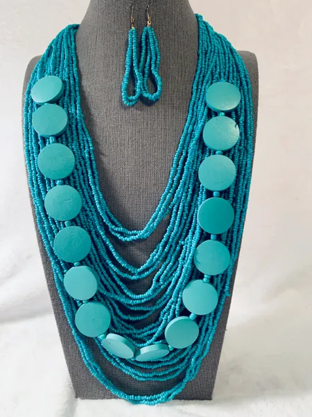 Wooden Bead Necklace Set