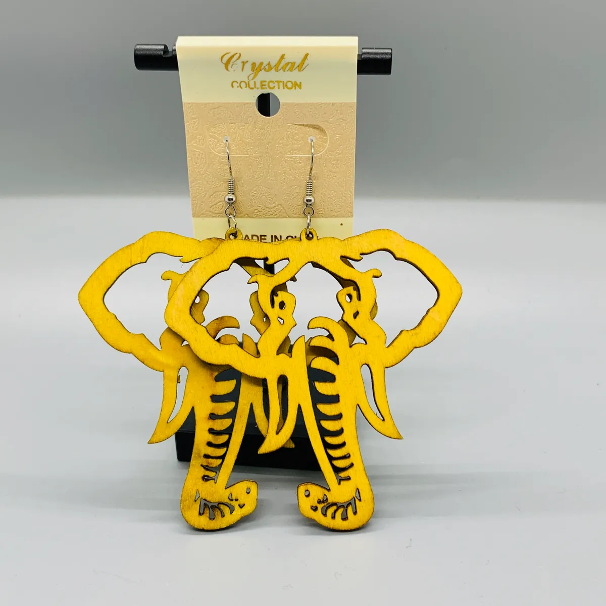 Elephant Wooden Drop Earrings
