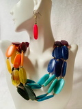 Rainbow Flat Cloud Bead Necklace