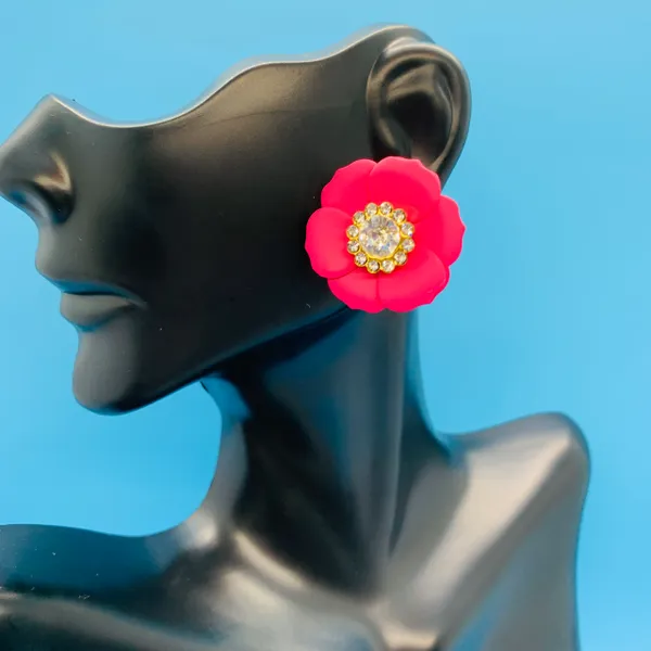 Flower and Diamond Earrings