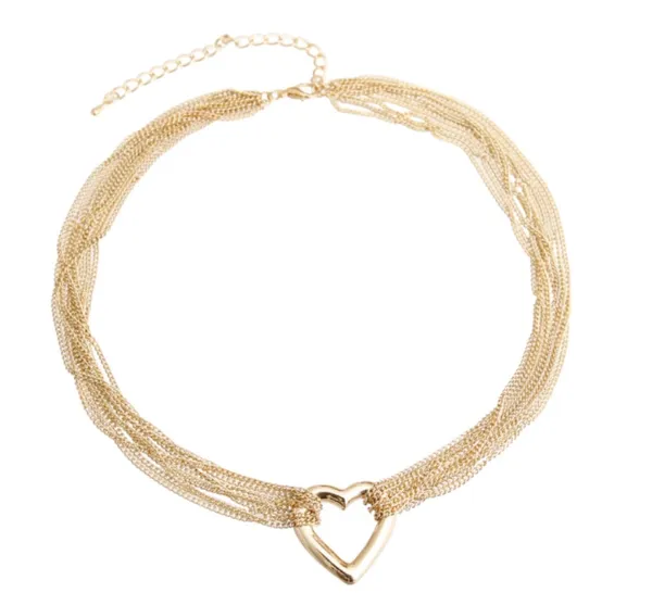 Gold Multi Strand Chain Heart