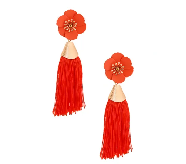 Flower Silk Tassel Earrings