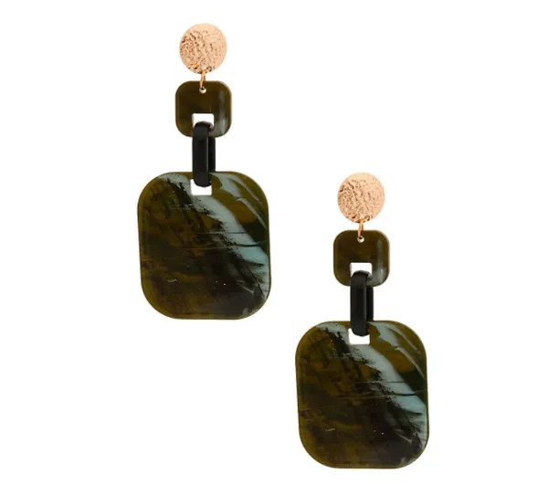 Marbled Square Earrings