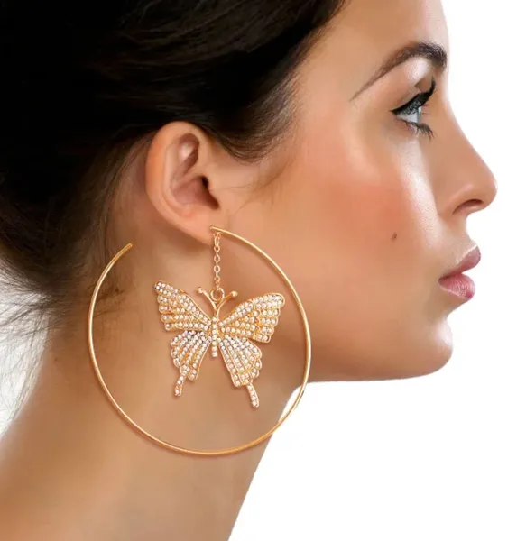 Dangle Butterfly Hoops