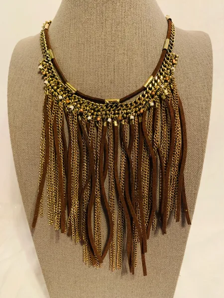 Suede and Chain Necklace