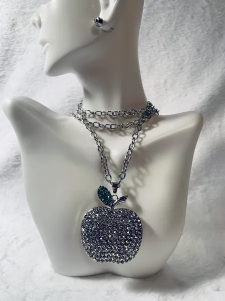 Rhinestone Apple Necklace