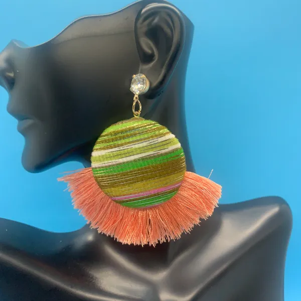 Button Fringe Earrings