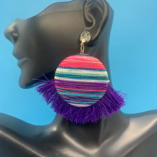 Button Fringe Earrings