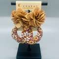Fabric Flower Round Earrings