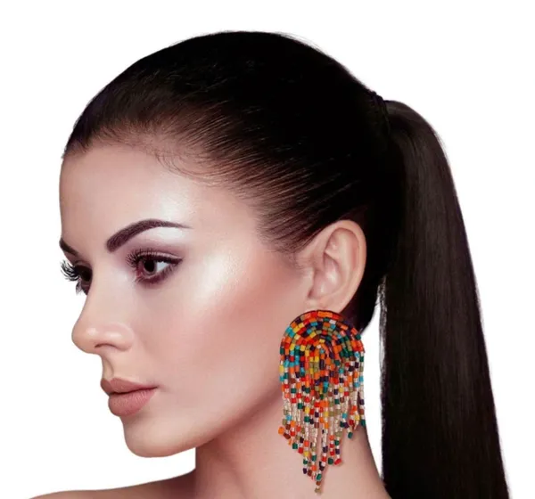 Beaded Arc Earrings