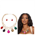 Multi Color Tear Drop Necklace