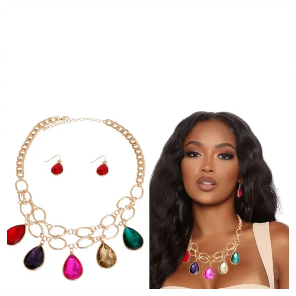 Multi Color Tear Drop Necklace
