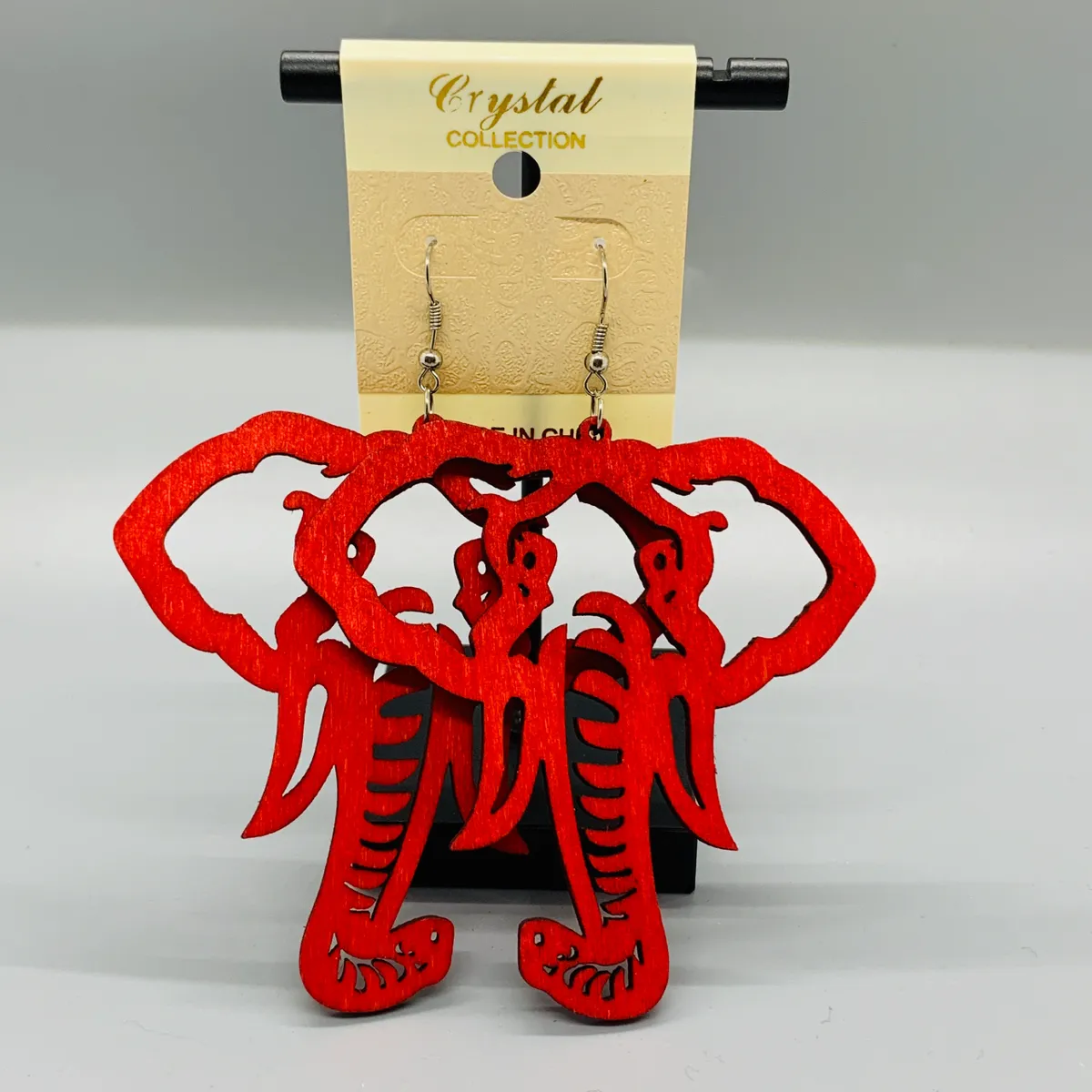 Elephant Wooden Drop Earrings
