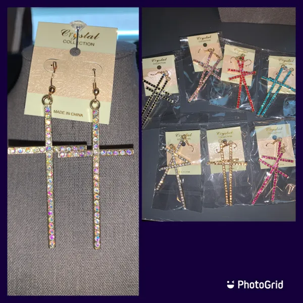 Rhinestone Cross Earrings