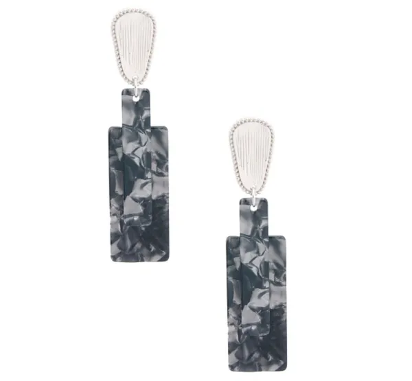 Rectangle Marble Earrings